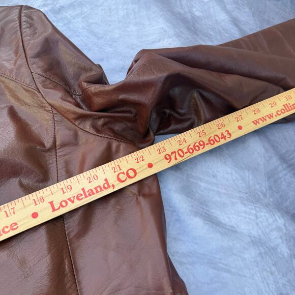 Men's Vintage Fantastic International Brown Leather Jacket Coat Sz 44 Large VTG - Picture 6 of 8